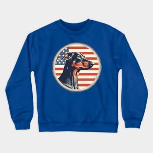 Dobermann on a vintage distressed American flag Crewneck Sweatshirt